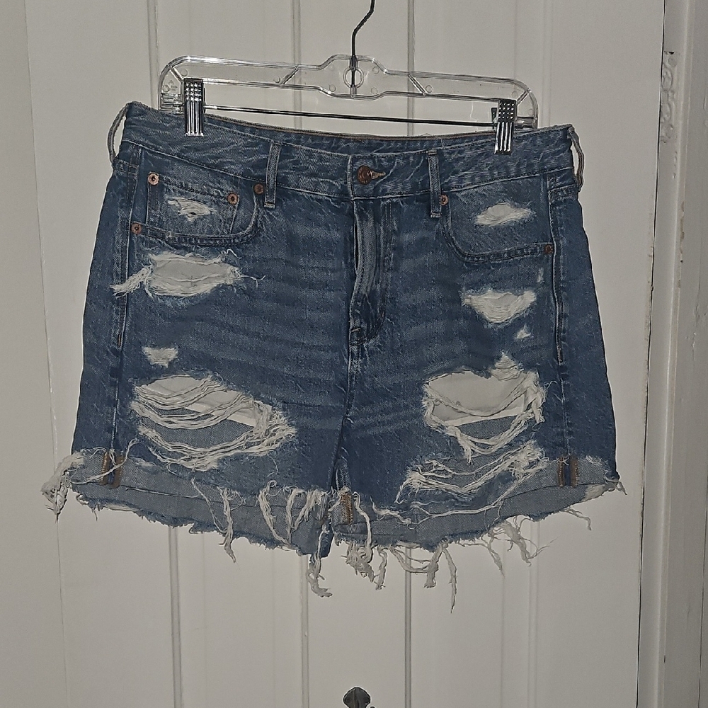 Distressed Blue Denim Shorts